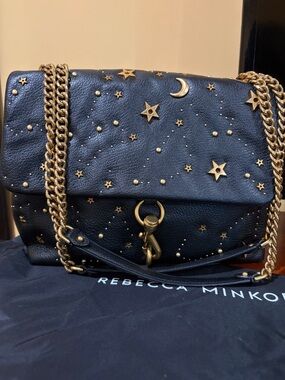 Rebecca Minkoff Black Leather Shoulder Bag/crossbody Edie Flap